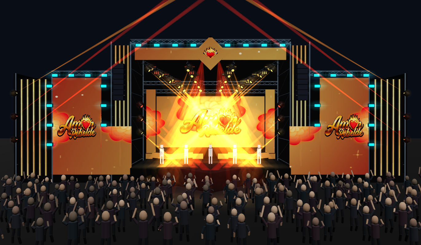 Escenario Amor Rebelde con pantallas y luz LED de LIGHTMAN